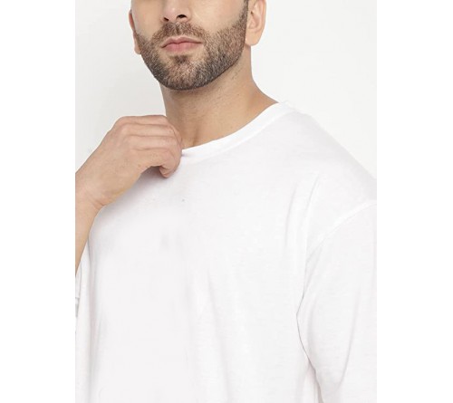 Men Oversized White Half Sleeve Cotton T-Shirt